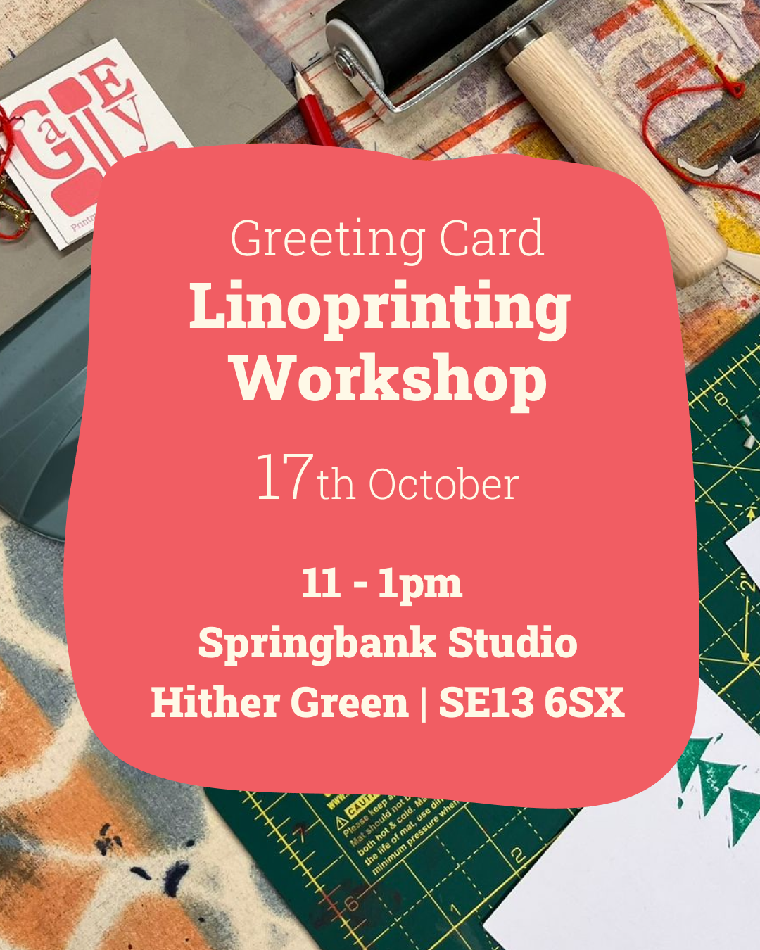 SE London Hither Green |  Linoprint Workshop: Print Your Own Greeting Cards